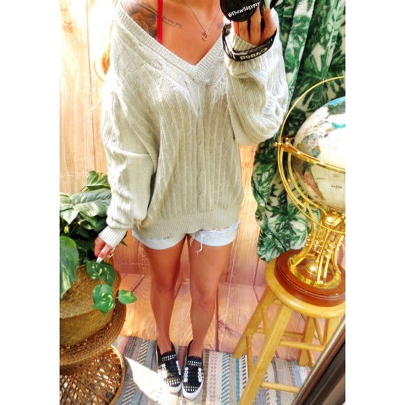 Vintage Sweaters - Vintage oatmeal slouchy textured knit sweater 🍁
